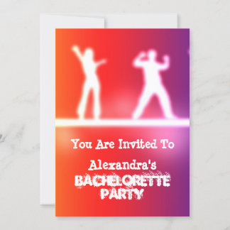 Invitation Danseurs de néon funky coloré bachelorette