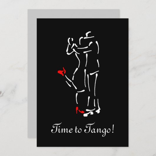 Invitation Danseurs de tango (Chaussures rouges) avec texte p (Devant / Derrière)