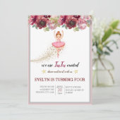 Invitation Danseuse Bellerina | Ballet floral rose Anniversai (Debout devant)
