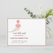 Invitation Danseuse Bellerina | Ballet floral rose Anniversai (Debout devant)