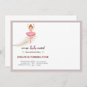 Invitation Danseuse Bellerina | Ballet floral rose Anniversai (Devant / Derrière)