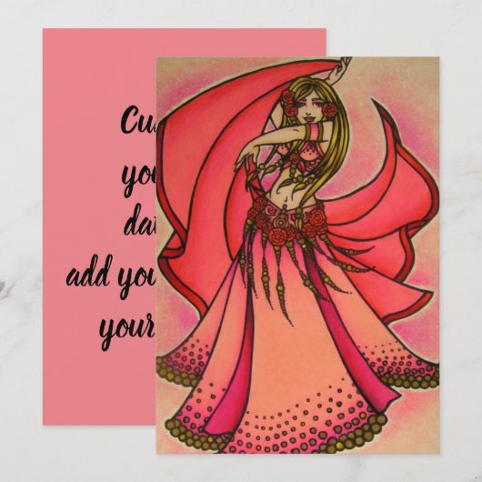 Invitation Danseuse du ventre de la Saint-Valentin (Devant / Derrière)