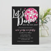 Invitation Dansez Nouvel An Pink Disco Ball Retro (Debout devant)