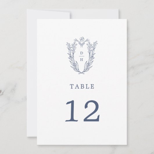 Invitation DAPHNE Bleu Bleu Botanique Mariage Numéros de tabl (Devant)