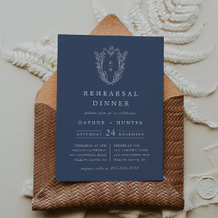 Invitation DAPHNE Bleu foncé Élégant Dîner de répétition flor