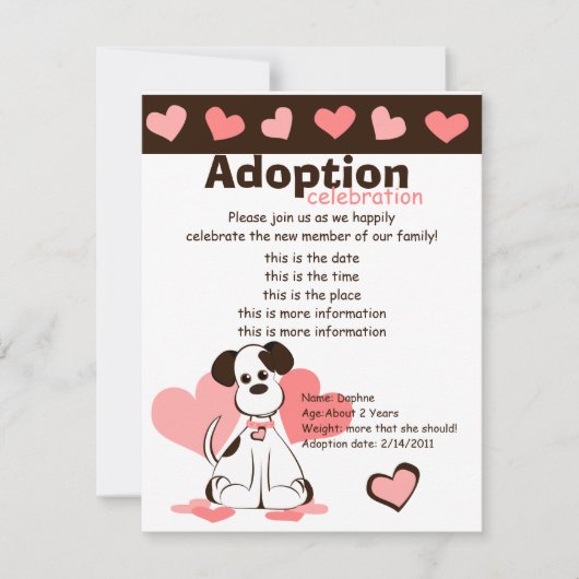 Invitation Daphné le chien adopté (Devant)