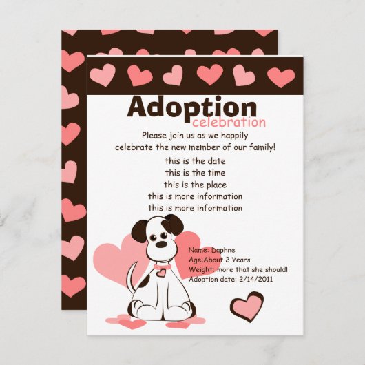 Invitation Daphné le chien adopté (Devant / Derrière)