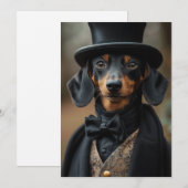 Invitation Dapper Dachshund dans l'élégante cour victorienne (Devant / Derrière)