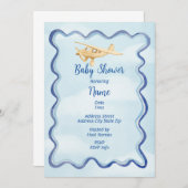 Invitation d'aquarelle Baby shower d'avion (Devant / Derrière)