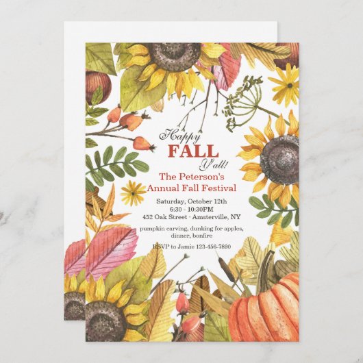 Invitation d'aquarelle d'automne (Devant / Derrière)