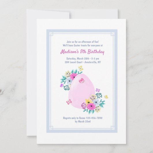 Invitation d'aquarelle d'oeuf de pâques (Devant)