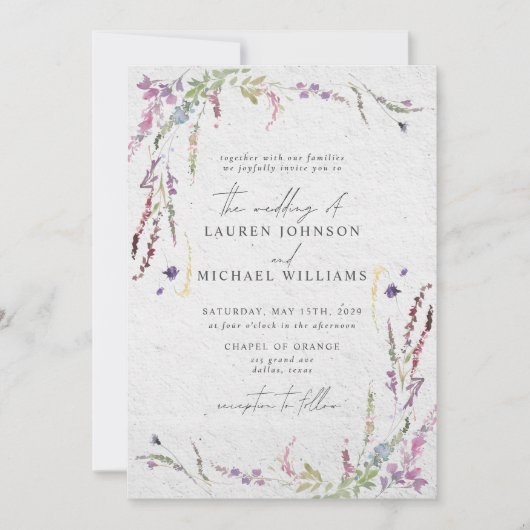 Invitation d'aquarelle Fleur sauvage moderne (Devant)