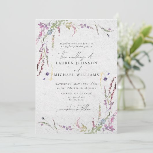 Invitation d'aquarelle Fleur sauvage moderne (Debout devant)