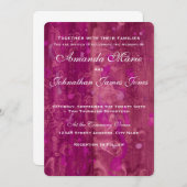 Invitation d'aquarelle rose Mariage Fuchsia (Devant / Derrière)