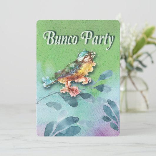 Invitation d'aquarelle Spring Bird Bunco Party (Debout devant)