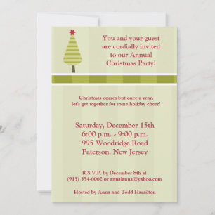 Invitation d'arbre à rayures vert olive 5x7