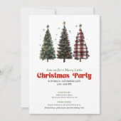 Invitation d'arbre de Noël aquarelle au style buff (Devant)