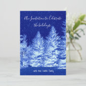 Invitation d'arbre de Noël bleu néon (Debout devant)