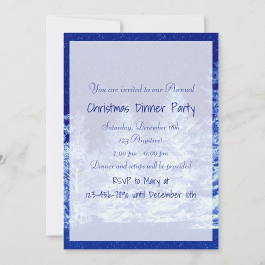 Invitation d'arbre de Noël bleu néon (Dos)