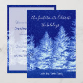 Invitation d'arbre de Noël bleu néon (Devant / Derrière)
