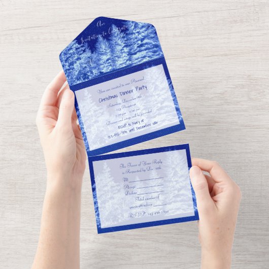 Invitation d'arbre de Noël bleu néon (Déchirure)