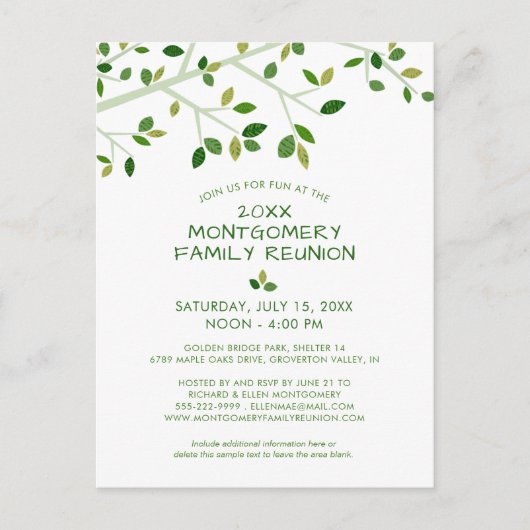 Invitation d'arbre de réunion familiale moderne (Devant)