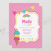 Invitation d'arc-en-ciel/invitation crème glacée (Devant / Derrière)