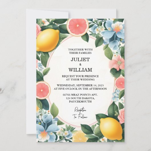 Invitation D'Arch Aliments Fun Fruit Lime Citron Mariage (Devant)