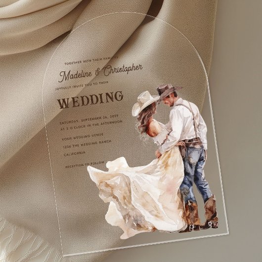 Invitation d'arche de mariage de ranch occidental