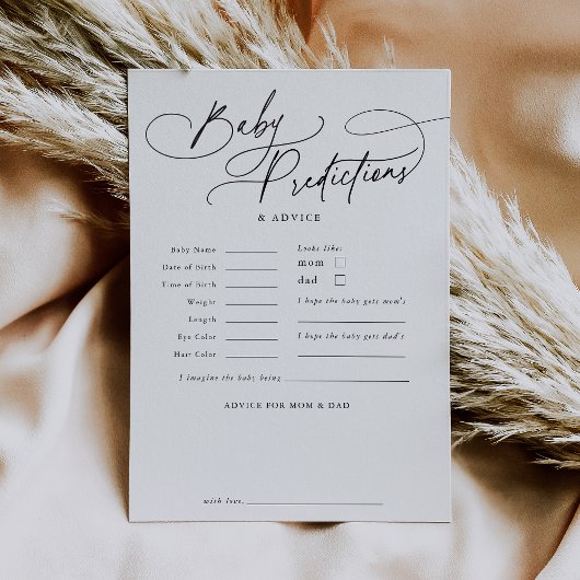 Invitation DARCY Boho Baby Predictions Baby shower Game Card