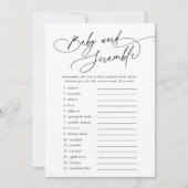 Invitation DARCY Modern Baby shower Word Sondage Game Card (Devant)