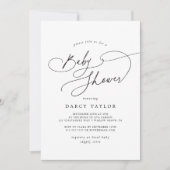 Invitation DARCY Simple Boho QR Code noir blanc Baby shower (Devant)
