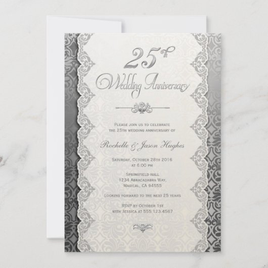 Invitation d'argent de 25e anniversaire (Devant)