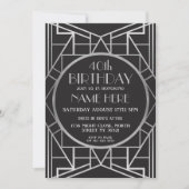 invitation d'argent de Gatsby d'anniversaire d'art (Devant)