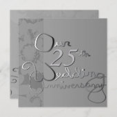 Invitation d'argent "Notre 25e anniversaire Mariag (Devant / Derrière)