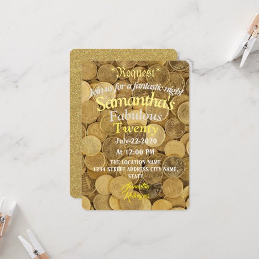 Invitation d'argent tropical d'anniversaire (Devant/Arrière en situation)