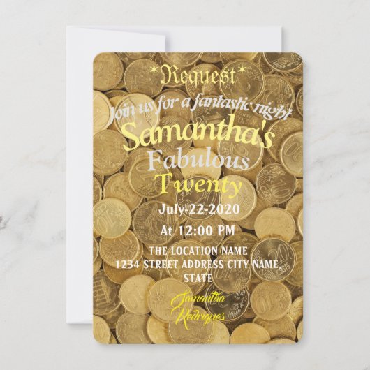 Invitation d'argent tropical d'anniversaire (Devant)