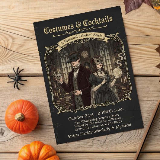 Invitation Dark Academia Costumes & Cocktails Halloween Party