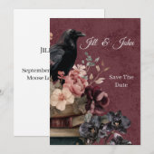 Invitation Dark Academia Goth Save the Date (Devant / Derrière)