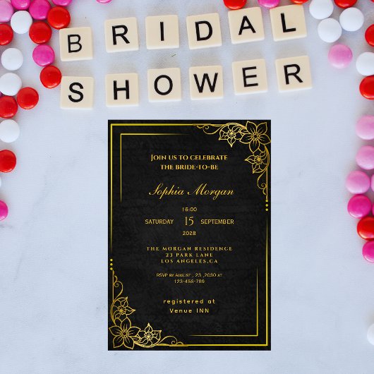 Invitation Dark Academia Gothic Elegant Bridal Shower
