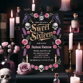 Invitation Dark Academia Gothic Gold Floral Sweet 16