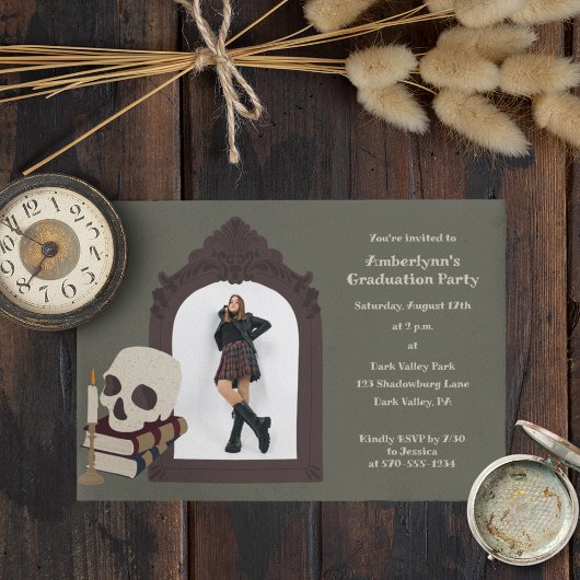 Invitation Dark Academia Photo Graduation Party