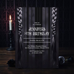 Invitation Dark Academia Vibes Braids gothiques Ado Anniversa