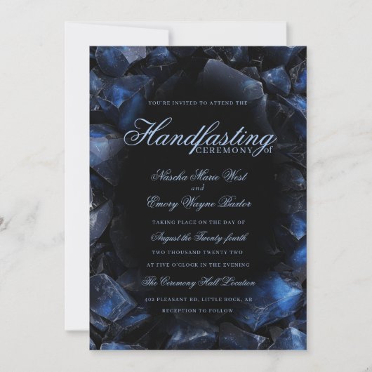 Invitation Dark Blue Boho Witch Crystals Black Handfasting (Devant)