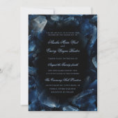 Invitation Dark Blue Boho Witch Crystals Black Wedding (Devant)