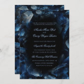 Invitation Dark Blue Boho Witch Crystals Black Wedding (Devant / Derrière)