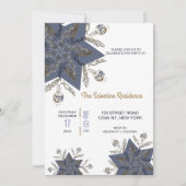 Invitation Dark Blue & Gold Midnight Sparkle Stars New Year (Devant)