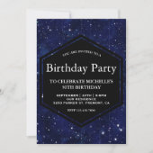 Invitation Dark Blue Midnight Starry Sky Birthday Party (Devant)