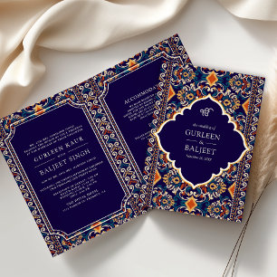 Invitation Dark Blue Yellow Ikat Tenue Complet pour Mariage S