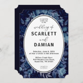Invitation Dark Boho Moody Blue Floral Wedding (Devant / Derrière)